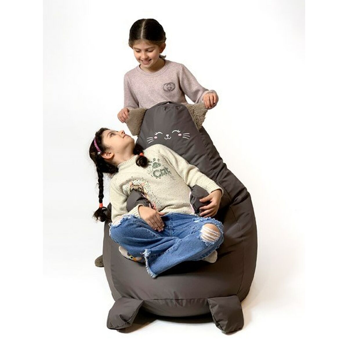 Puff GO GIFT Brąz Oxford Kot 130 x 90 cm